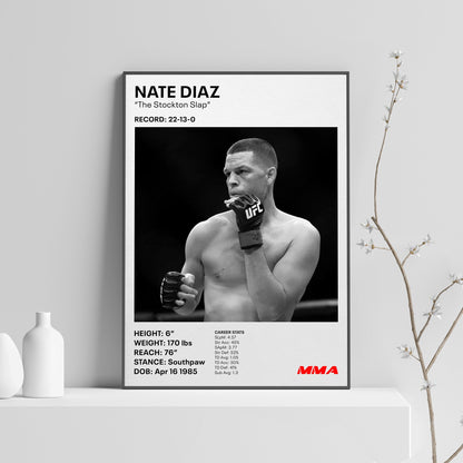 Nate "The Stockton Slap " Diaz Poster, Mixed Martial Arts Print, MMA Artwork